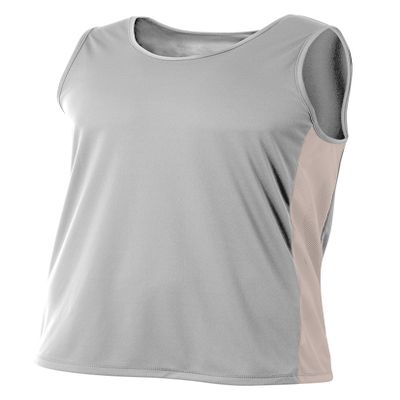 A4 Mens Pacer Singlet, XS, Silver/White