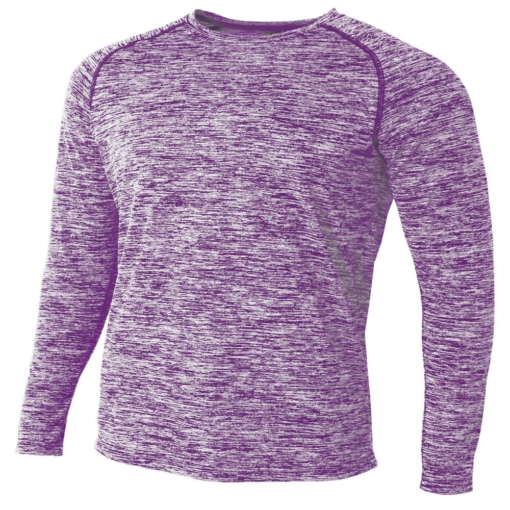 A4 Mens Long Sleeve Raglan Space Dye, 2XL, Purple