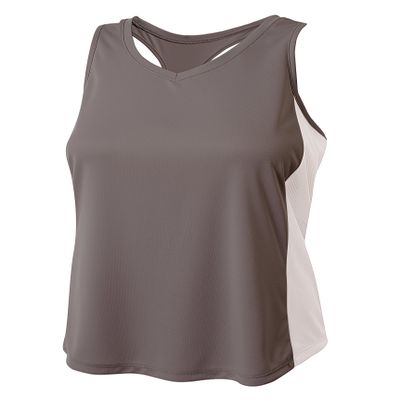 A4 Womens Pacer Singlet with Racerback, Large, Graphite/White
