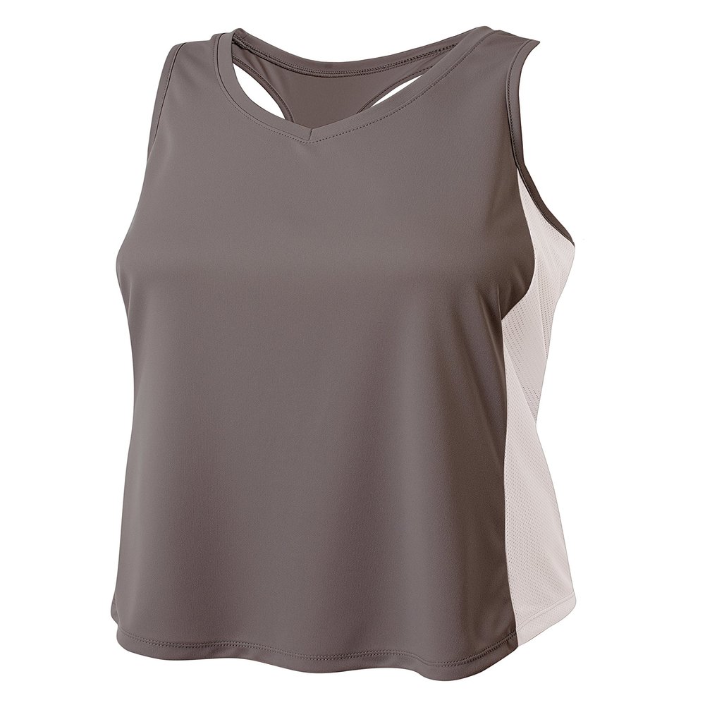 A4 Womens Pacer Singlet with Racerback, Large, Graphite/White