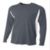 A4 Mens Long Sleeve Color Block Tee, 2XL, Graphite/White view 1