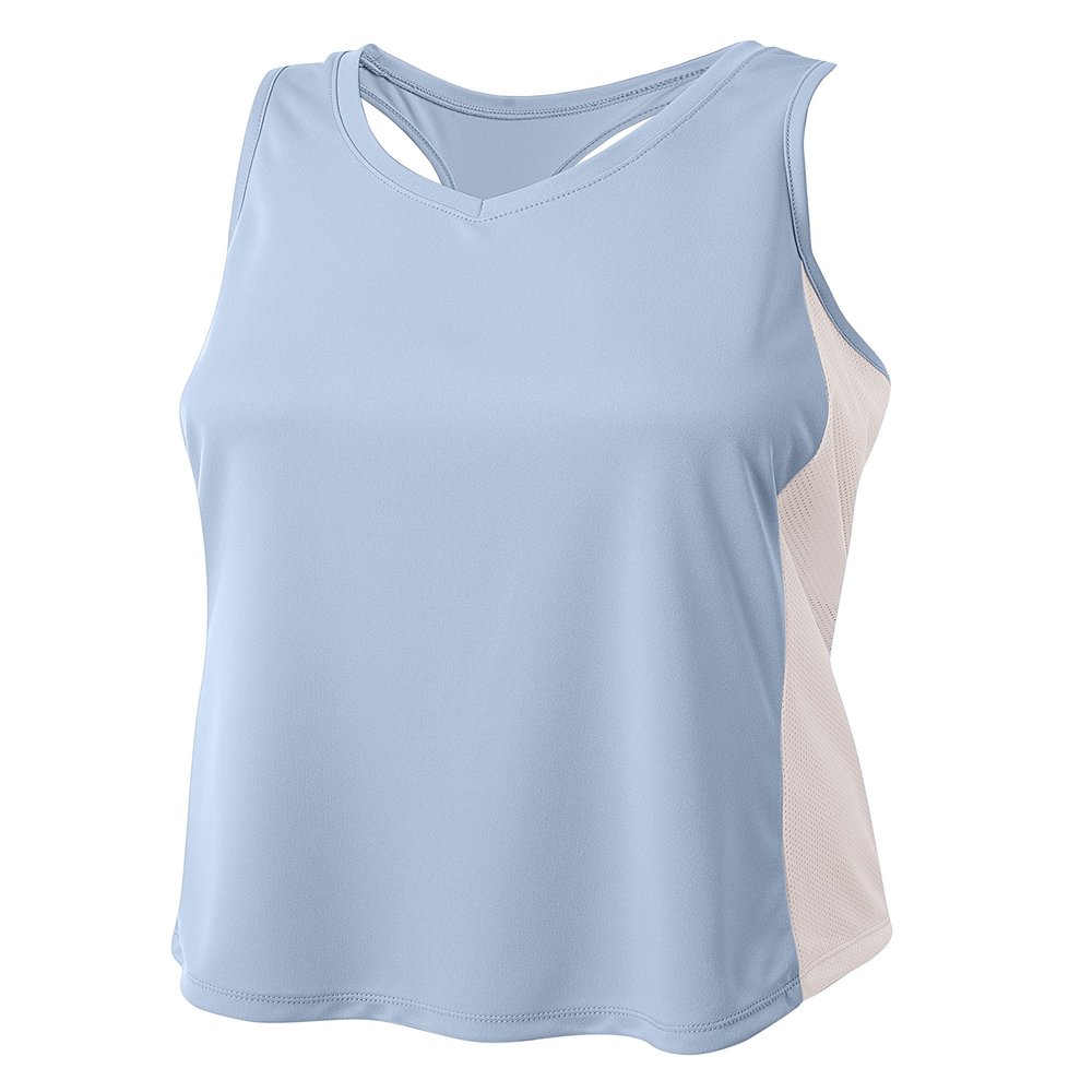 A4 Womens Pacer Singlet with Racerback, XL, Lt Blue/White