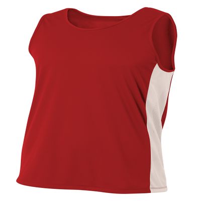 A4 Mens Pacer Singlet, XL, Scarlet/White
