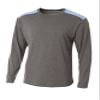 A4 Mens Tourney Heather Long Sleeve Color Block Shirt 3XL, Heather/Lt Blue view 1