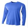 A4 Mens Long Sleeve Color Block Tee, Large, Royal/White view 1