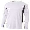 A4 Mens Long Sleeve Color Block Tee, Large, White/Black view 2