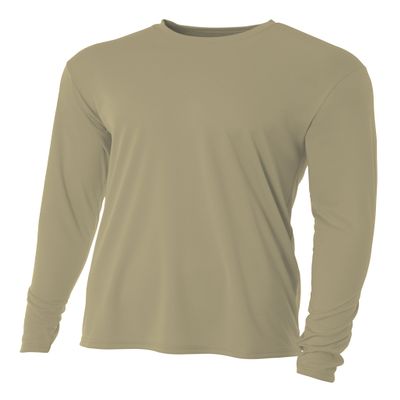 A4 Men's Cooling Performance Crew Long Sleeve T-Shirt, Sand, 3X-Large