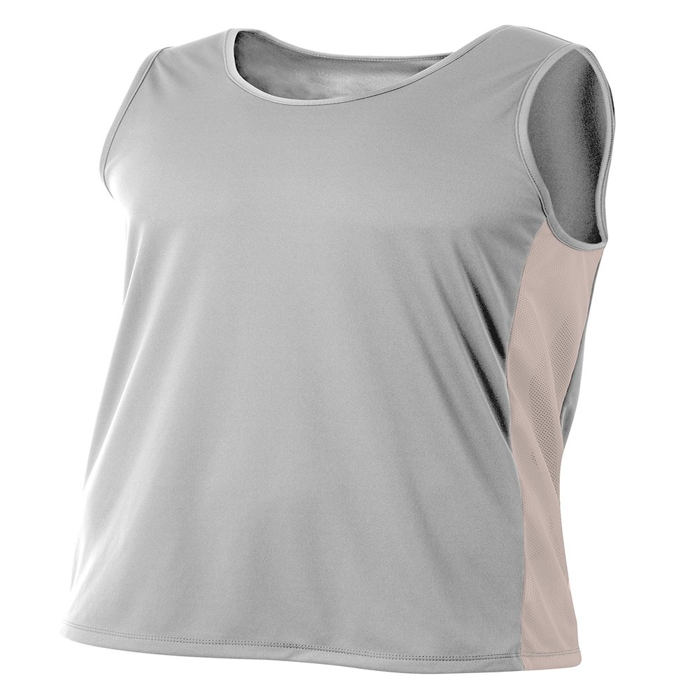 A4 Mens Pacer Singlet, 2XL, Silver/White
