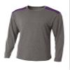 A4 Mens Tourney Heather Long Sleeve Color Block Shirt 3XL, Heather/Purple view 1