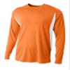 A4 Mens Long Sleeve Color Block Tee, 3XL, Orange/White view 1
