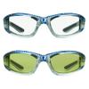 Bikershades Chrome Frame Anti Glare Mirrored Motorcycle Sunglasses with Rhinestones Foam Padded for Women (Blue Clear + Blue Yellow) view 1