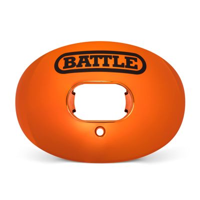Battle Sports Chrome Oxygen Football Mouthguard - with a Convertible Strap, Superior Airflow & Better Performance, Maximum Protection & Breathability Football Mouthpiece, Works with Braces - Orange