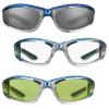 Bikershades Chrome Frame Anti Glare Mirrored Motorcycle Sunglasses with Rhinestones Foam Padded for Women (Blue Smoke + Blue Clear + Blue Yellow) view 1