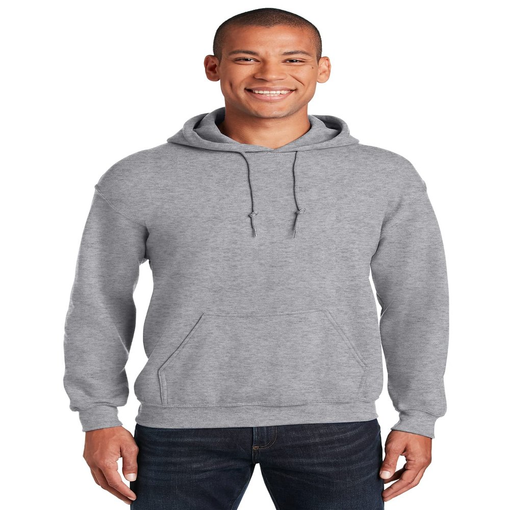 Gildan Blank Hoodie - Hooded Sweatshirt - Unisex Style 18500 Adult Pullover Sport Grey