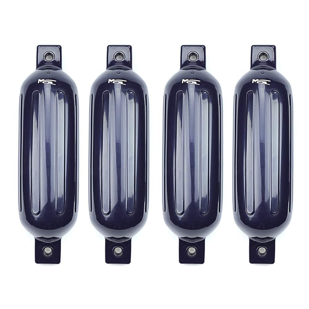 MSC Vinyl Ribbed Boat Fenders Bumpers (Navy Blue, 4.5" x 16")