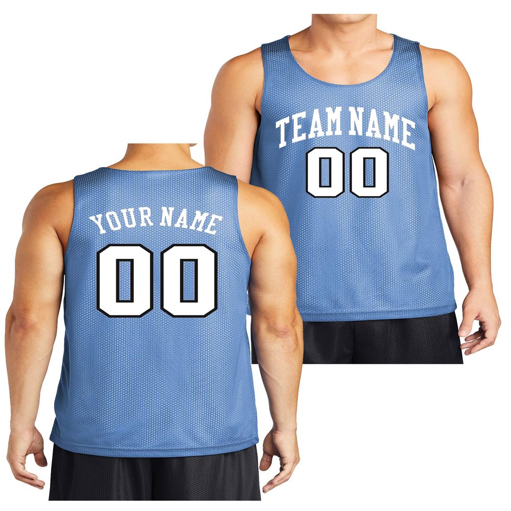 Custom Reversible Basketball Jersey - Front and Back (Adult X-Large, Carolina Blue)