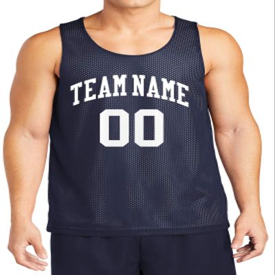 Custom Reversible Basketball Jersey - Front and Back (Adult XXXX-Large, Navy)