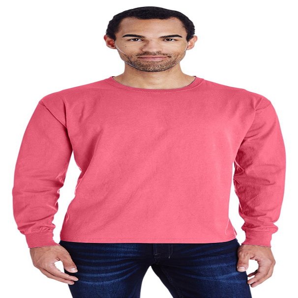 5.5 oz 100% Ringspun Cotton Garment-Dyed Long-Sleeve Shirt Pocket M CRIMSON FALL