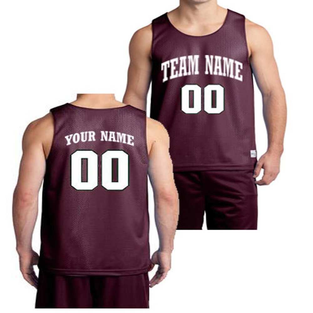 Custom Basketball Jersey - Front and Back (Maroon, XXXX-Large - 1 Side Only)