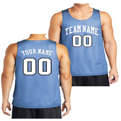 Custom Reversible Basketball Jersey - Front and Back (Adult XX-Large, Carolina Blue)