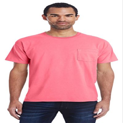 5.5 oz 100% Ringspun Cotton Garment-Dyed T-Shirt with Pocket XL CORAL CRAZE