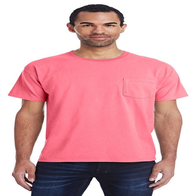 5.5 oz 100% Ringspun Cotton Garment-Dyed T-Shirt with Pocket XL CORAL CRAZE