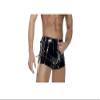 Sexy Men Lingerie Wild Male PVC Boxer Male Latex Shorts Faux Leather Brief Zipper Lace Up Costume (M) Black view 1