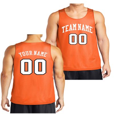 Custom Reversible Basketball Jersey - Front and Back (Adult Small, Orange)