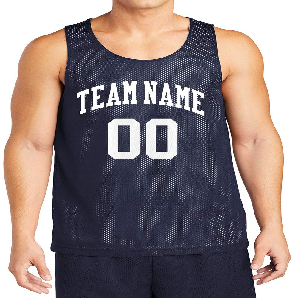 Custom Reversible Basketball Jersey - Front and Back (Adult Medium, Navy)