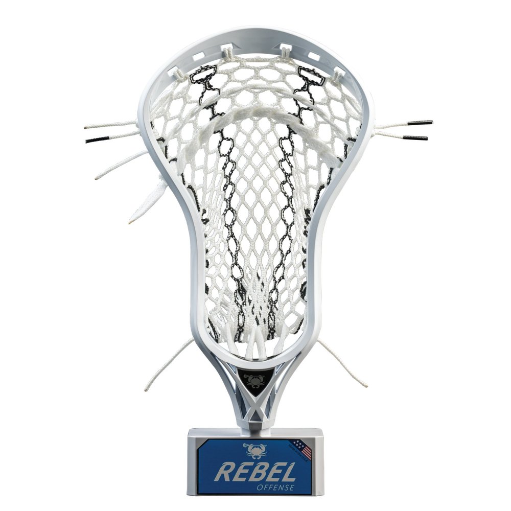 East Coast Dyes - Rebel Offense Strung Lacrosse Head - White Elite Pocket - Black/Striker - Hero 2.0 SS
