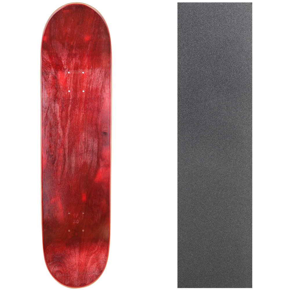Cal 7 Blank Skateboard Deck with Grip Tape | 7.75, 8.0 and 8.25 Inch | Maple Board for Skating (8 inch, Red)