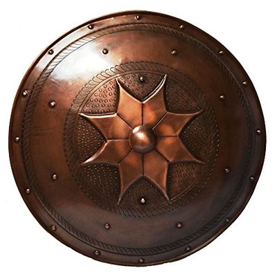 SA International Copper Antique Finish Round Design Steel Shield for Battle Great Armor Fencing Shield Mediveal Costume