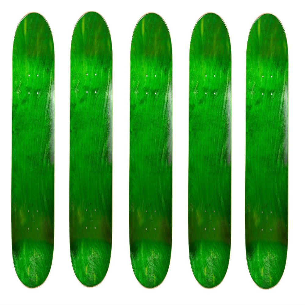 Cal 7 Blank Maple Skateboard Decks (Bundle of 5) (8 Inch, Green)