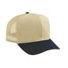 OTTO Cotton Blend Twill 6 Panel Pro Style Mesh Back Trucker Hat - Blk/KHA view 1