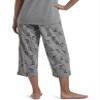 HUE Womens SleepWell Basic Printed Knit Performance Sleep Capri Pajama Pant, Made With Temperature Regulating Technology, Medium Grey Heather - Sweet Kitty, 2X view 2