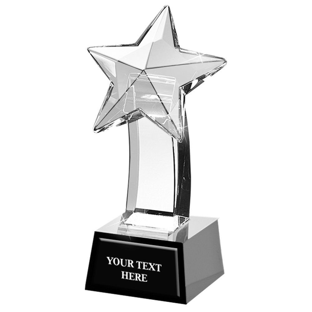 7" Onyx Pedestal Star Crystal Awards - Corporate Glass Trophies