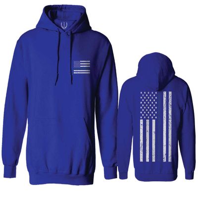 0084. American Flag Thin Blue Line Police Lives Matter Support Patriotic NY Sheriff Sweatshirt Pullover Hoodie (Royal, Small)