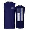 0084. American Flag Thin Blue Line Police Lives Matter Support Patriotic NY Sheriff Men's Muscle Tank Sleeveles t Shirt (Navy X Large) view 1