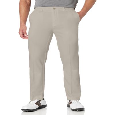 PGA TOUR Men's Flat Front Golf Pant with Expandable Waistband, Silver Cloud, 44W x 30L