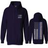 0084. American Flag Thin Blue Line Police Lives Matter Support Patriotic NY Sheriff Sweatshirt Pullover Hoodie (Navy, Small) view 1