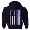 0084. American Flag Thin Blue Line Police Lives Matter Support Patriotic NY Sheriff Sweatshirt Pullover Hoodie (Navy, Small) view 3
