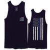 0084. American Flag Thin Blue Line Police Lives Matter Support Patriotic NY Sheriff Men's Tank Top (Navy Blue, X-Large) view 1