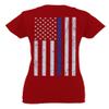 0084. American Flag Thin Blue Line Police Lives Matter Support Patriotic NY Sheriff for Women V Neck Fitted T Shirt (Red, Medium) view 3