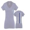 0084. American Flag Thin Blue Line Police Lives Matter Support Patriotic NY Sheriff for Women V Neck Fitted T Shirt (Light Gray Medium) view 1