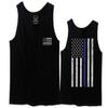 0084. American Flag Thin Blue Line Police Lives Matter Support Patriotic NY Sheriff Men's Tank Top (Black, 2X-Large) view 1