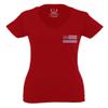0084. American Flag Thin Blue Line Police Lives Matter Support Patriotic NY Sheriff for Women V Neck Fitted T Shirt (Red, Small) view 2