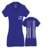 0084. American Flag Thin Blue Line Police Lives Matter Support Patriotic NY Sheriff for Women V Neck Fitted T Shirt (Royal Small) view 1