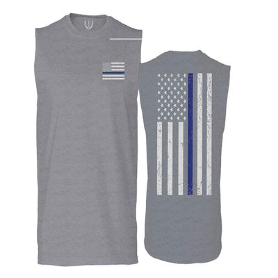 0084. American Flag Thin Blue Line Police Lives Matter Support Patriotic NY Sheriff Men's Muscle Tank Top Sleeveless t Shirt