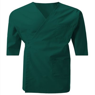 7 Encounter Unisex Multifunctional 3/4 Sleeves Wrap Smock with Chest and Side Pockets Green Size L/XL