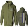 0084. American Flag Thin Blue Line Police Lives Matter Support Patriotic NY Sheriff Sweatshirt Pullover Hoodie (Olive, Small) view 1